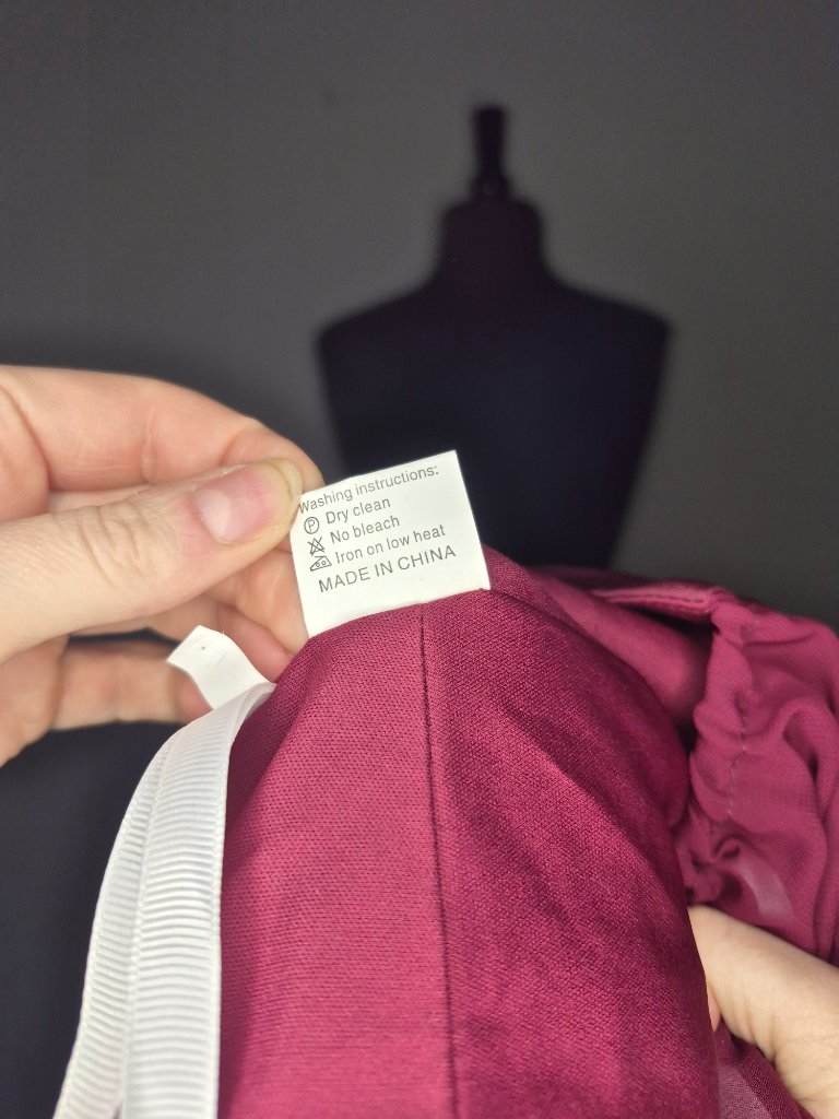 Mondressy Womens Burgundy Crepe Faux Wrap Long Evening Dress Wedding Guest Nwt — image 7 of 8